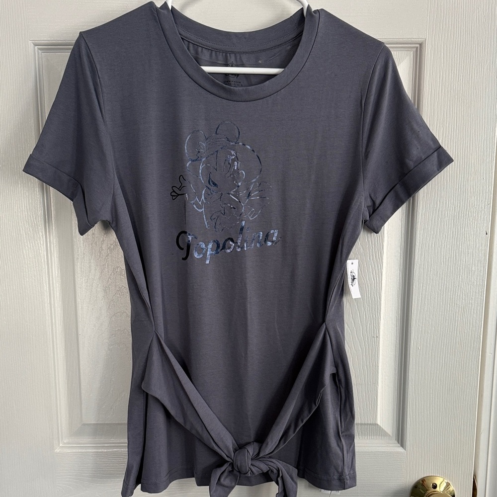 NWT Disney Women's Minnie Mouse Graphic Tie-Front Top
